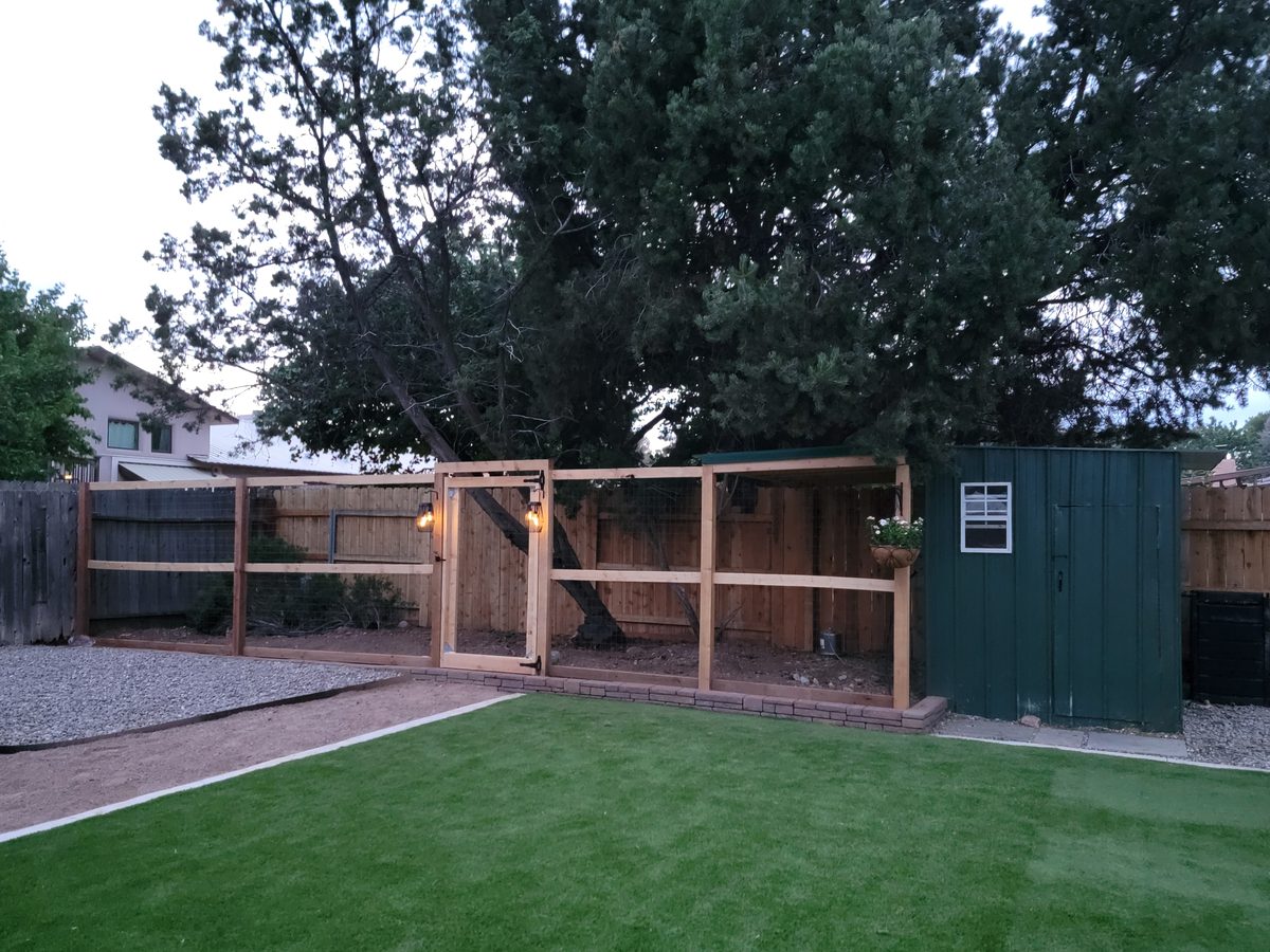 Custom cedar rail with wire mesh enclosure